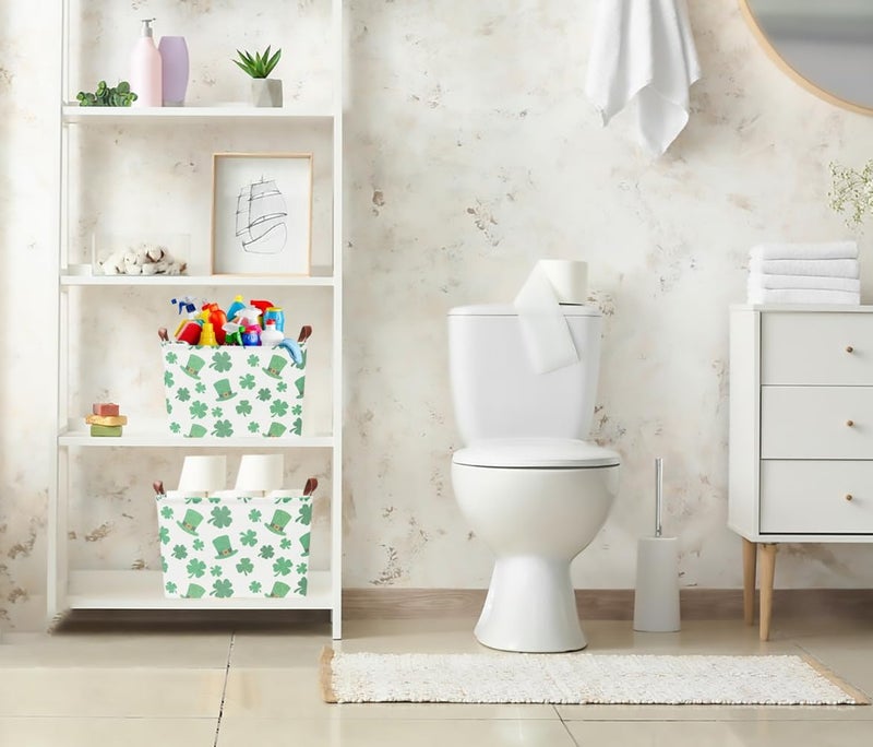 CLOCOR Four-leaf Clover Basket Empty,Rectangular St. Patrick's Day Gift Basket for Boys and Girls,Kids Toys Storage Bin,Baby Room Decor(Clover) - Image 3